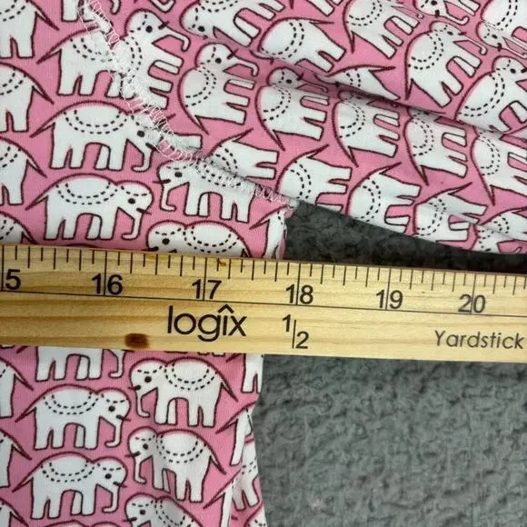 Roller Rabbit Pajama Set Top XS Pant SMALL Pink Elephant Novelty AOP Pima Cotton - Picture 7 of 13